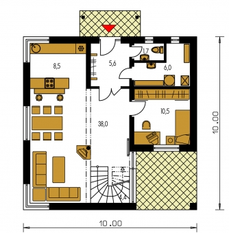 Mirror image | Floor plan of ground floor - KOMPAKT 36